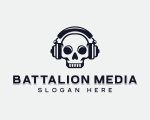 Podcasting Media Skull logo design