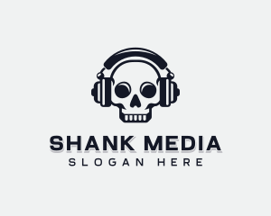 Podcasting Media Skull logo design