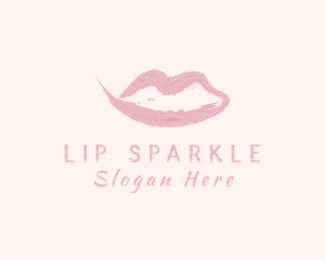 Lips Cosmetic Brushstroke logo design