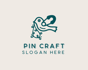 Yarn Bird Safety Pin logo design