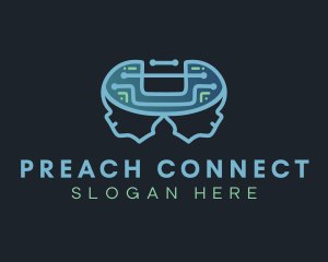 Brain Technology Circuit logo design