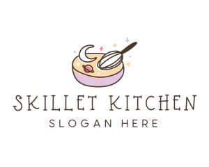 Baking Moon Whisk logo design