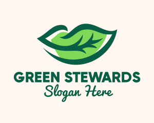 Green Natural Lips logo design