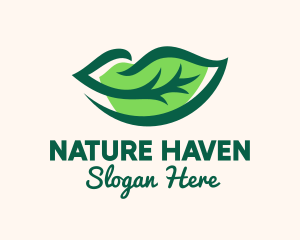 Green Natural Lips logo design