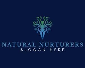 Woman Tree Yoga logo design