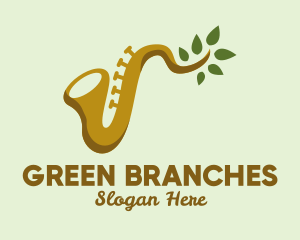 Leaf Branch Saxophone logo design