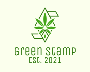 Green Cannabis Diamond logo design