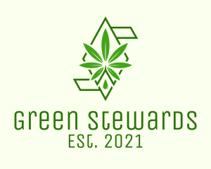 Green Cannabis Diamond logo design