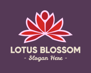 Abstract Red Lotus logo design