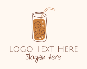 Brown Iced Drink Line Art logo