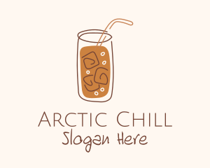 Brown Iced Drink Line Art logo design