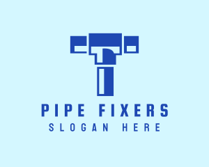 Blue Piping Letter T logo