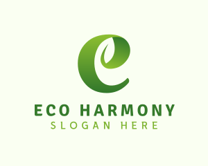 Eco Leaf Letter E logo design