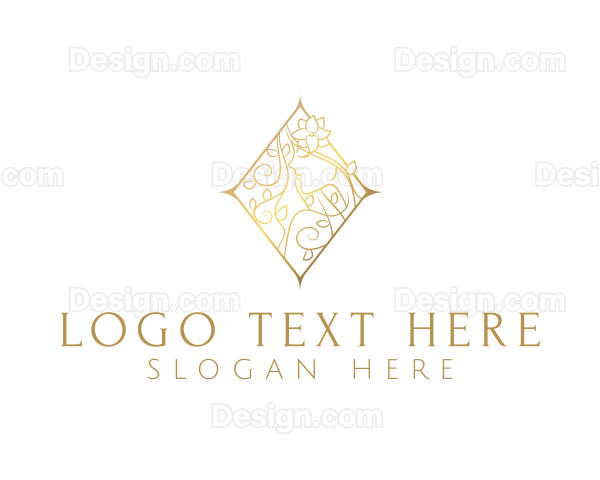 Elegant Gold Floral Woman Logo