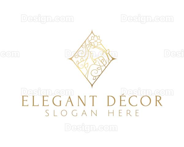 Elegant Gold Floral Woman Logo