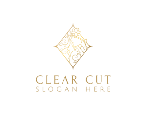 Elegant Gold Floral Woman  Logo