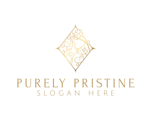 Elegant Gold Floral Woman  Logo