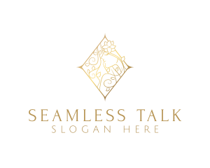 Elegant Gold Floral Woman  Logo