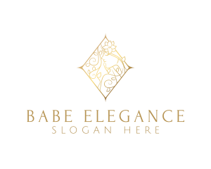 Elegant Gold Floral Woman  logo design