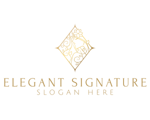 Elegant Gold Floral Woman  logo design