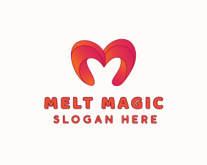 Gradient Heart Letter M logo design