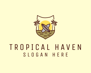 Tropical Summer Surfboard logo design