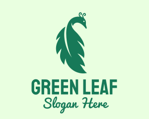 Green Peacock Leaf logo design