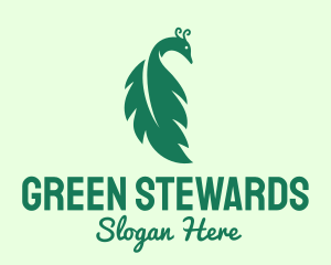 Green Peacock Leaf logo design