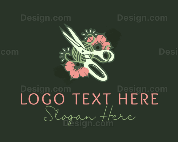 Scissors Floral Tailoring Logo