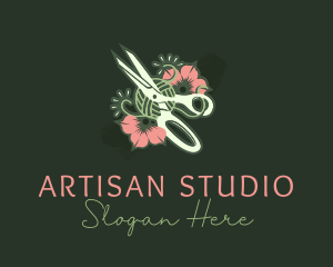 Scissors Floral Tailoring  logo design