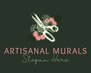 Scissors Floral Tailoring  logo design