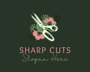 Scissors Floral Tailoring  logo design