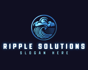 Tsunami Cloud Wave logo design