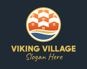 Village Grid Swish logo design