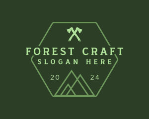 Green Hexagon Mountain logo design