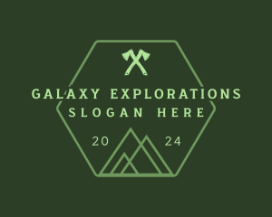 Green Hexagon Mountain logo design