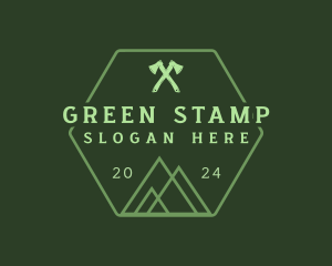 Green Hexagon Mountain logo design