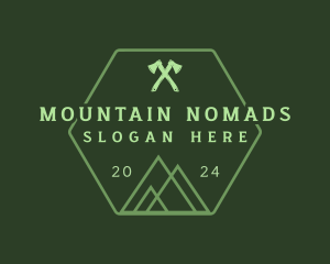 Green Hexagon Mountain logo design