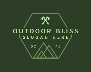 Green Hexagon Mountain logo design