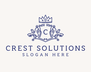 Bird Crest Crown logo design