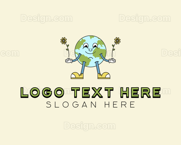 Cartoon Eco Globe Logo