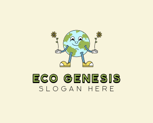 Cartoon Eco Globe logo design