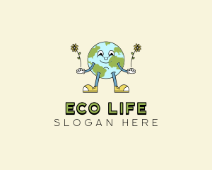 Cartoon Eco Globe logo design