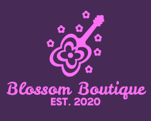 Flower Guitar Instrument logo design