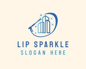 Sparkling Building Pressure Washer logo design