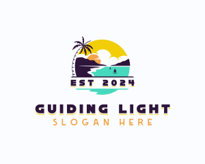 Beach island Vacation logo design