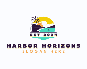 Beach island Vacation logo design