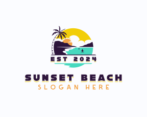 Beach island Vacation logo design