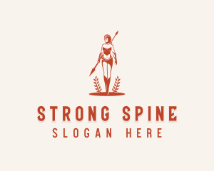 Female Warrior Spear logo design