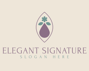 Natural Elegant Leaf Oil logo design